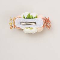 Hair clip - flowers (peach and white)