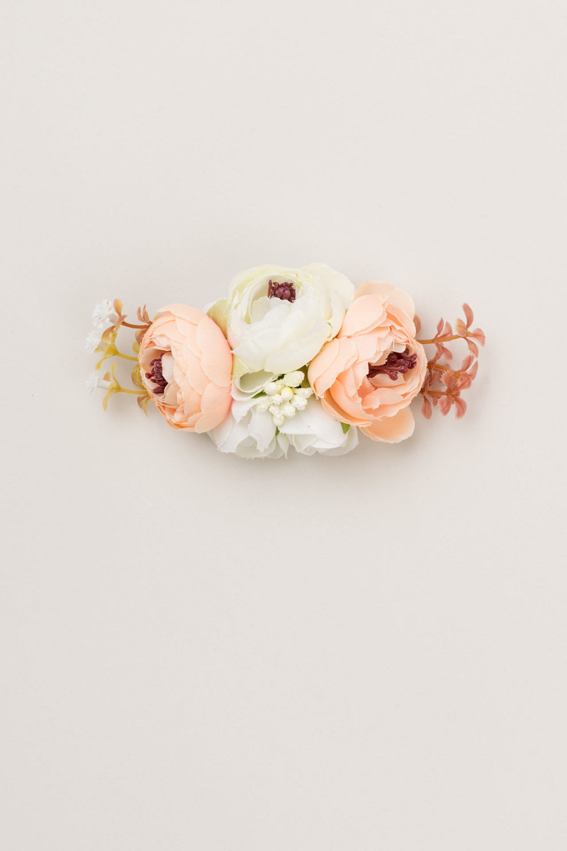 Hair clip - flowers (peach and white)